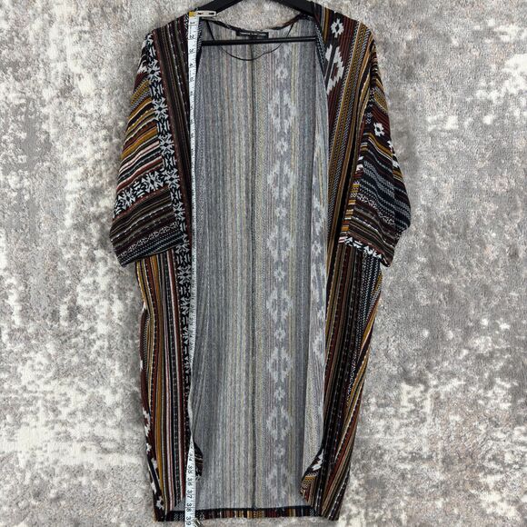 H.I.P Happening In The Present Sz XL Boho Tribal Print Long Cardigan Sweater - Picture 2 of 9